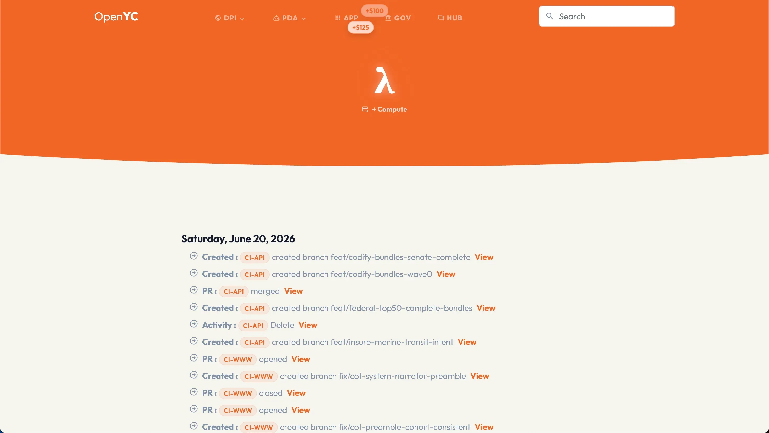 Screenshot of OpenYC