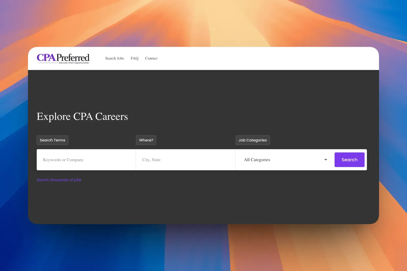 Screenshot of CPA Preferred Jobs