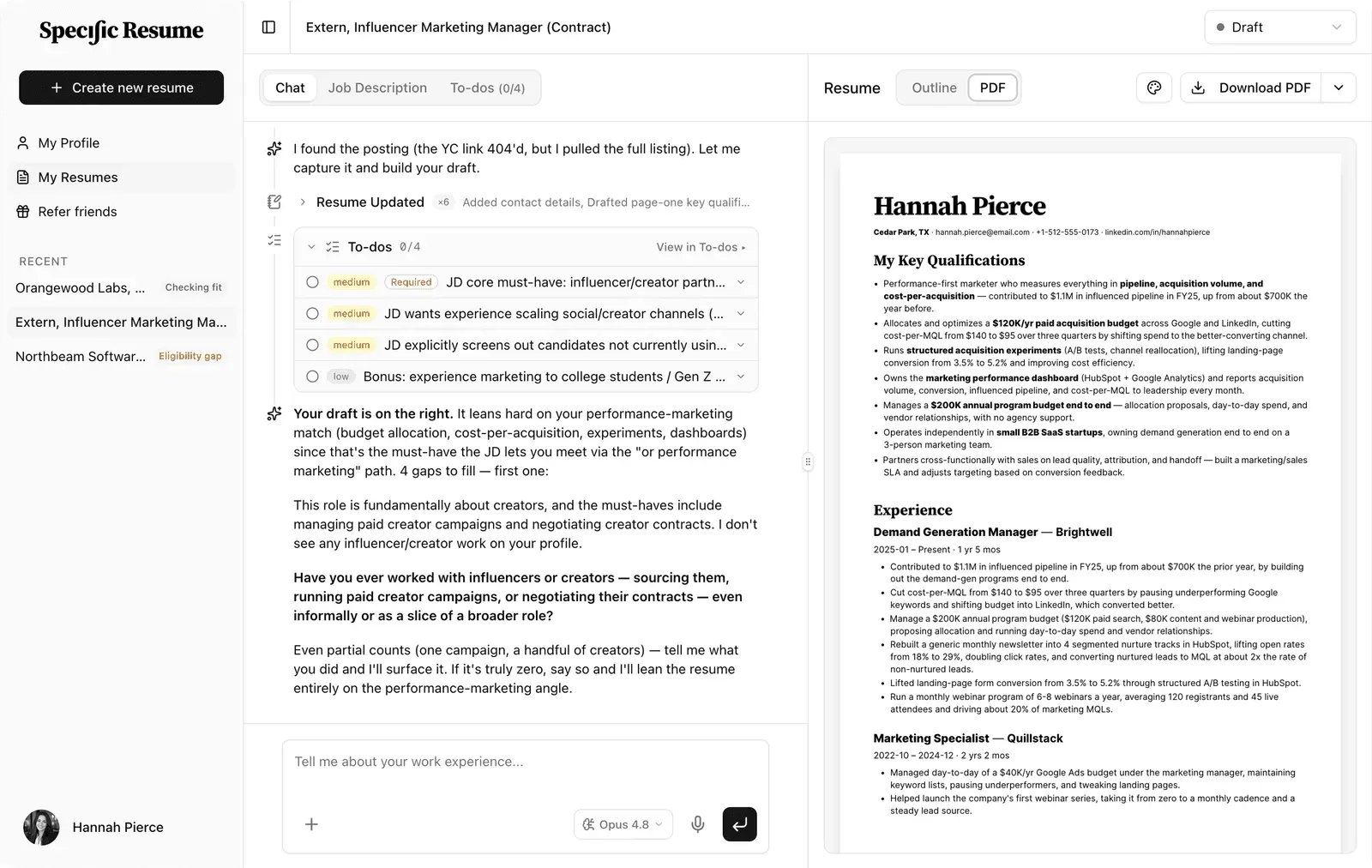 image of Specific Resume